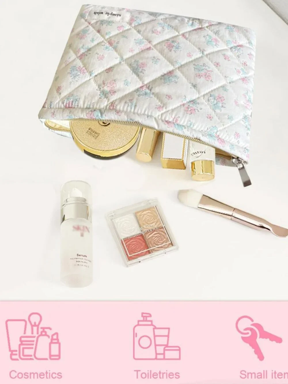 NEW Fashion Floral Makeup Bags Quilted Style Aesthetic Cute Cosmetic Makeup Bag